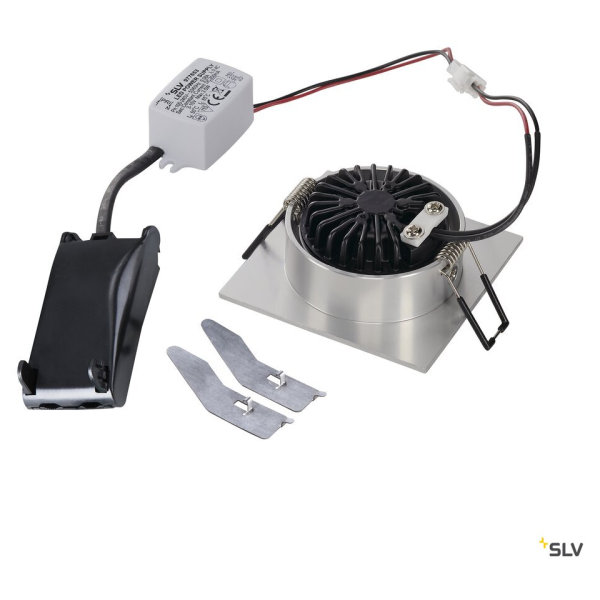 NEW TRIA LED 3W DL CARRE KIT, encastré, alu brossé, 3W, 38°, 3000K - SLV - 113966