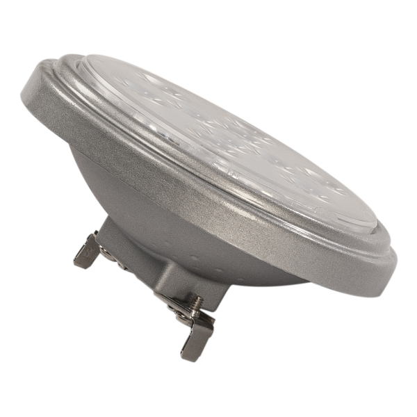 LED QR111 G53, 13°, gris argent, 9W, 2700K, 800lm