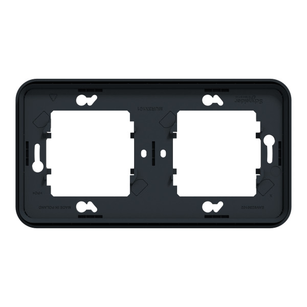 Cadre encastré 2 postes Schneider Mureva Styl gris horizontaux fixation par vis IP55 IK08