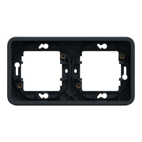 Cadre encastré 2 postes Schneider Mureva Styl gris horizontaux fixation par vis IP55 IK08