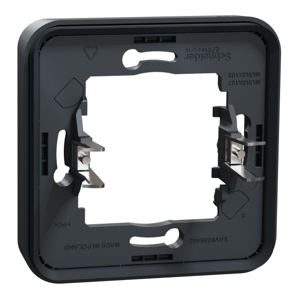 Cadre encastré 1 poste Schneider Mureva Styl gris fixation par griffes IP55 IK08