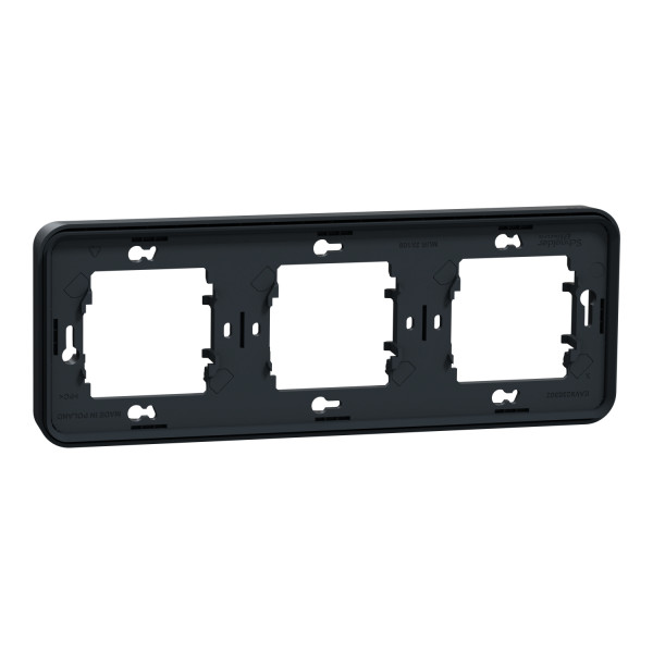 Cadre Gris 3 Postes Horizontaux Encastré IP55 IK08 Mureva Styl Schneider