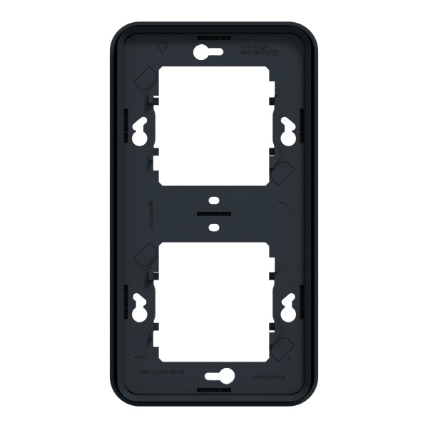Cadre encastré 2 postes Schneider Mureva Styl gris verticaux fixation par vis IP55 IK08