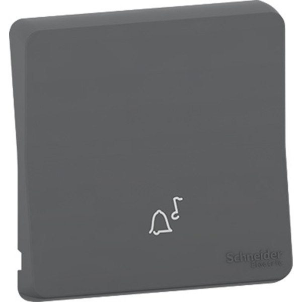 Enjoliveur gris Schneider Mureva Styl avec symbole sonnette IP55 IK08