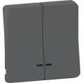 Enjoliveur double gris Schneider Mureva Styl pour voyant lumineux IP55 IK08