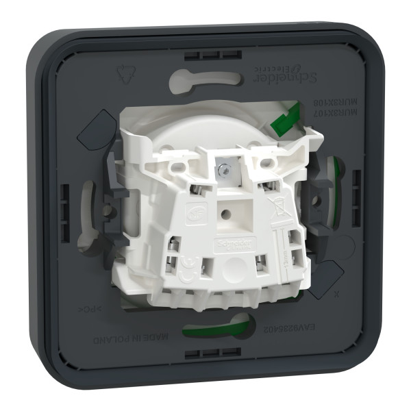 Prise de courant 2P+T grise Schneider Mureva Styl à encastrer connexion automatique IP55 IK08