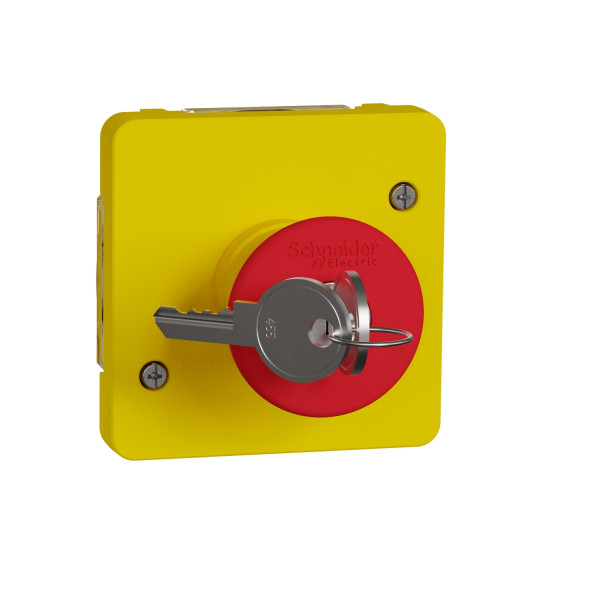 Schneider Mureva styl arrêt d'urgence à clé - composable ip55 - ik07 - jaune