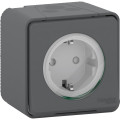Prise de courant 2P+T Schuko grise Schneider Mureva Styl en saillie IP55 IK08