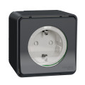 Prise de courant 2P+T Schuko grise Schneider Mureva Styl en saillie IP55 IK08