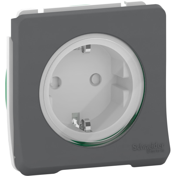 Prise de courant 2P+T Schuko grise Schneider Mureva Styl connexion automatique IP55 IK08