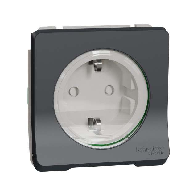 Prise de courant 2P+T Schuko grise Schneider Mureva Styl connexion automatique IP55 IK08