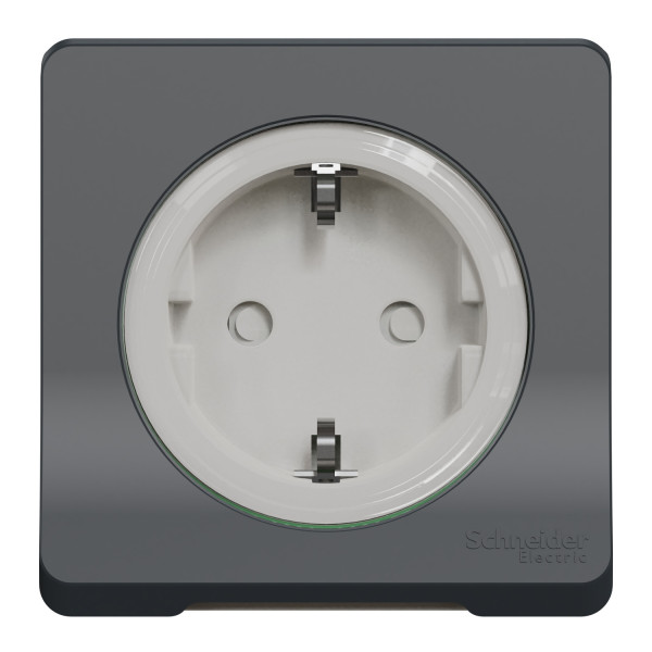 Prise de courant 2P+T Schuko grise Schneider Mureva Styl connexion automatique IP55 IK08