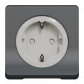 Prise de courant 2P+T Schuko grise Schneider Mureva Styl connexion automatique IP55 IK08