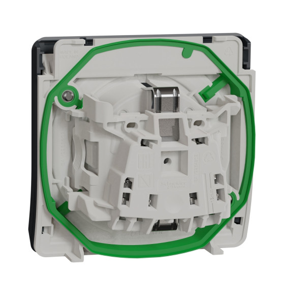 Prise de courant 2P+T Schuko grise Schneider Mureva Styl connexion automatique IP55 IK08