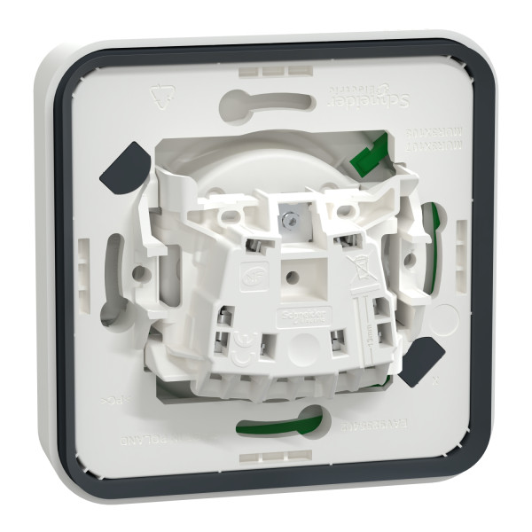 Prise de courant 2P+T blanche Schneider Mureva Styl à encastrer connexion automatique IP55 IK08