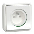 Prise de courant 2P+T blanche Schneider Mureva Styl à encastrer connexion automatique IP55 IK08