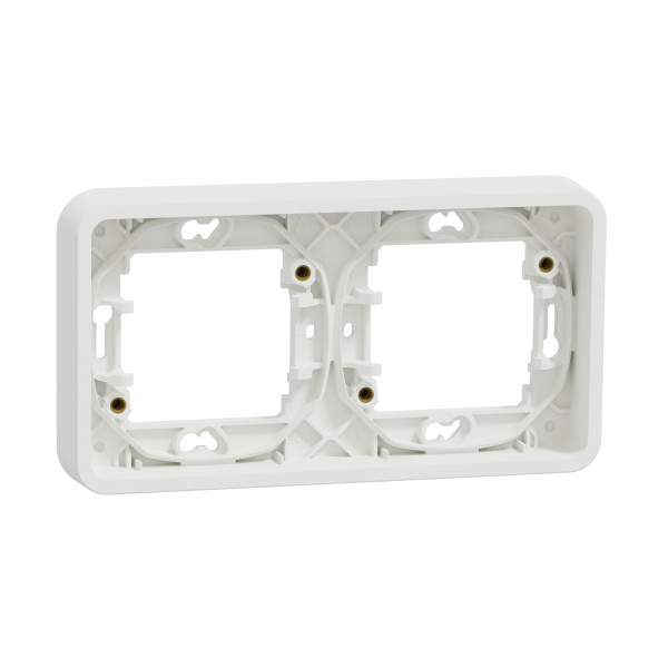 Cadre encastré 2 postes Schneider Mureva Styl blanc horizontaux fixation par vis IP55 IK08