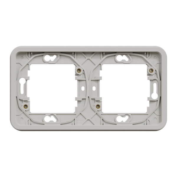 Cadre encastré 2 postes Schneider Mureva Styl blanc horizontaux fixation par vis IP55 IK08