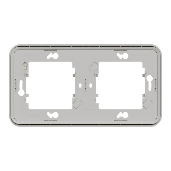 Cadre encastré 2 postes Schneider Mureva Styl blanc horizontaux fixation par vis IP55 IK08