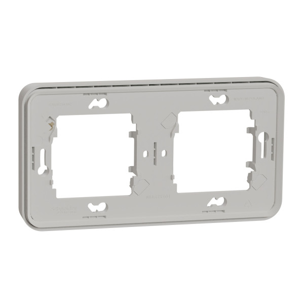 Cadre encastré 2 postes Schneider Mureva Styl blanc horizontaux fixation par vis IP55 IK08