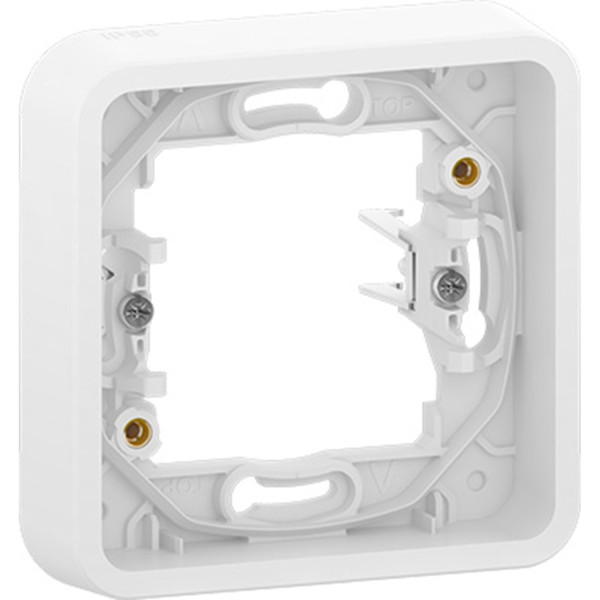 Cadre encastré 1 poste Schneider Mureva Styl blanc fixation par griffes IP55 IK08