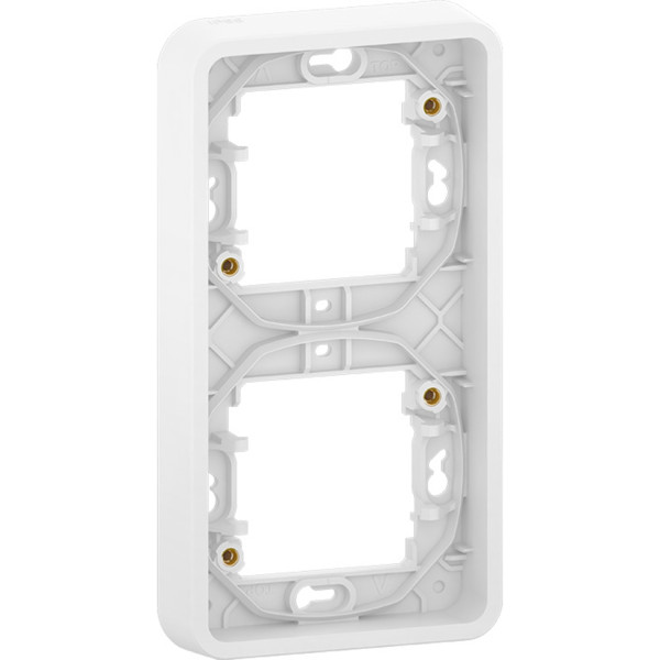 Cadre encastré 2 postes Schneider Mureva Styl blanc verticaux fixation par vis IP55 IK08