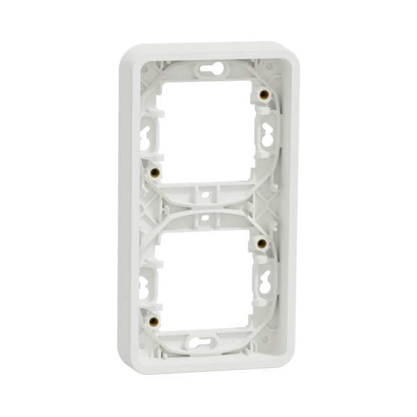 Cadre encastré 2 postes Schneider Mureva Styl blanc verticaux fixation par vis IP55 IK08