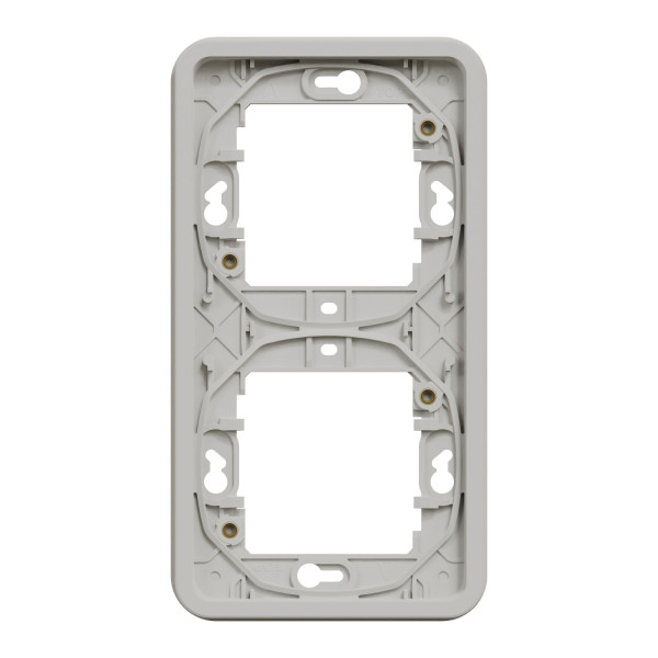 Cadre encastré 2 postes Schneider Mureva Styl blanc verticaux fixation par vis IP55 IK08