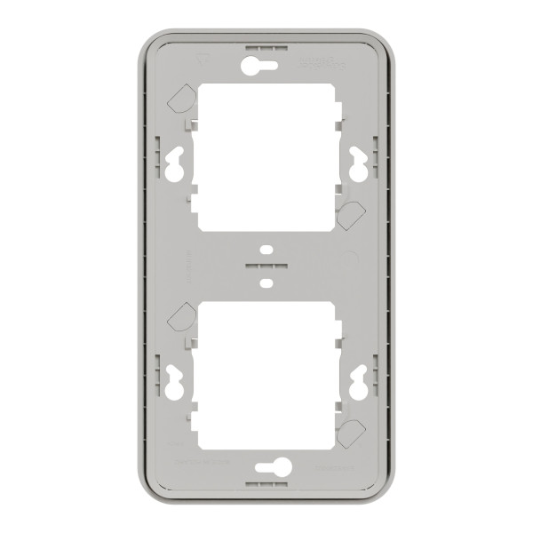 Cadre encastré 2 postes Schneider Mureva Styl blanc verticaux fixation par vis IP55 IK08