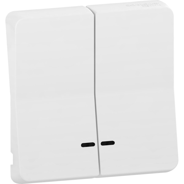 Enjoliveur double blanc Schneider Mureva Styl pour voyant lumineux IP55 IK08