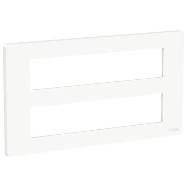 Schneider unica2 - support fixation +plaque finition boîte concent 2 rang 10 mod - blanc an