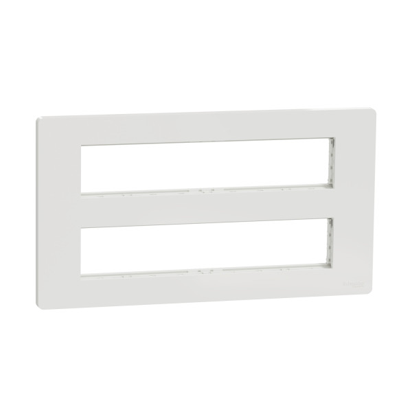 Schneider unica2 - support fixation +plaque finition boîte concent 2 rang 10 mod - blanc an