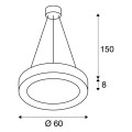 Medo ring 60, suspension intérieure, rond, blanc, led, 34w, 3000k, variable dali