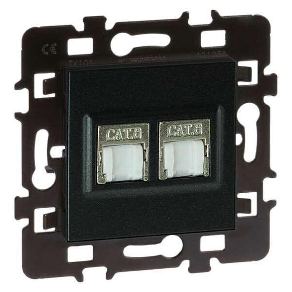 Double rj45 cat 6 stp gr. 3 multi-services anthr. multi-services + enjoliveur esprit