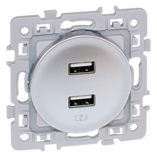 Square chargeur dble usb 5v silver