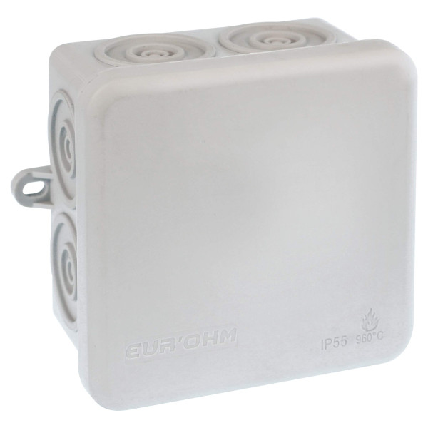 Boîte de dérivation 80x80x45 Eur’Ohm Sum’Ohm étanche 7entrées avec couvercle enclipsable IP55