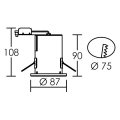 Dlt-iso 75 - encastré gu10 fixe, nickel, recouvrable, rt2012, lampe non incl.