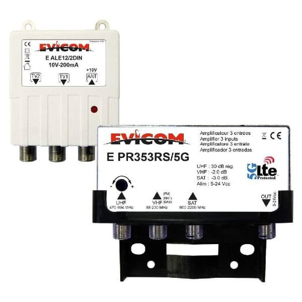 Préamplificateur uhf 30 db régl. couplage vhf et sat