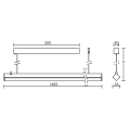 Asy led - suspension, 1485mm, gris, led intég. 27w 3000k 2900lm