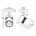 Ninety 01 - proj. s/patère, blanc, angle 70°, led intég. 30w 4000k 3000lm