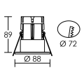 Dl-iso - encastré ip20/65, recouvrable, nickel, led intég. 8w 50° 4000k 820lm