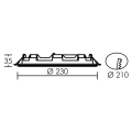 Flat-iso-downlight ip20/65 recouvr., fixe, noir, led 20w 1700lm 3000/4000k(cct)