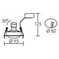 Speed 70 - enc.gu10, ip20, rond, basculant, blanc, lpe led 6w 3000k 470lm incl.