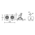 Square 100-230 - encastré gu10, orient./basc., alu, a/lpe led 2x8w 4000k 725lm