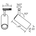 Tek 20 - proj. rail 1 all.029, blanc, angle 36°, led intég. 20w 4000k 2000lm