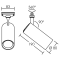 Tek 32 - proj. rail 1 all.029, blanc, angle 36°, led intég. 32w 3000k 3000lm