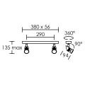 Comete b2 - plaf./Appl.Mur 2 spots gu10, blanc, a/lpes led 6w 3000k 500lm incl