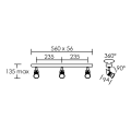 Comete b3 - plaf./Appl.Mur 3 spots gu10, blanc, a/lpes led 6w 3000k 500lm incl