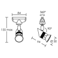 Comete 029 - spot rail 1 all. 029 gu10, blanc, a/lpe led 6w 3000k 500lm incl