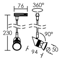 Comete 129 - spot rail 1 all. Gu10, blanc, a/lpe led 6w 3000k 500lm incl